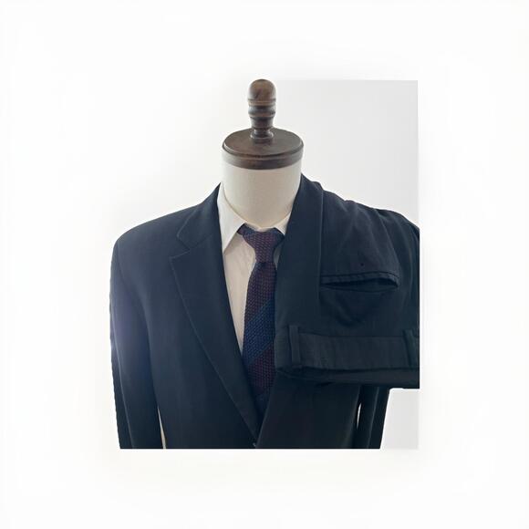 HUGO BOSS BLACK MENS SUIT 46L 36x34 100% WOOL MADE USA GOOD CONDITION *READ*